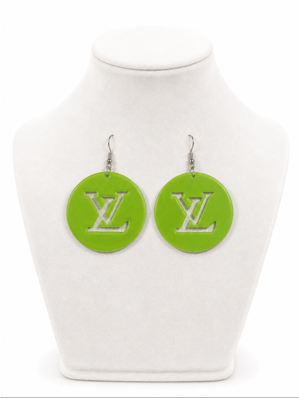 Inspired Green Round Statement Drop Earrings